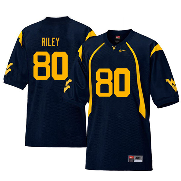 Men #80 Chase Riley West Virginia Mountaineers Retro College Football Jerseys Sale-Navy - Click Image to Close